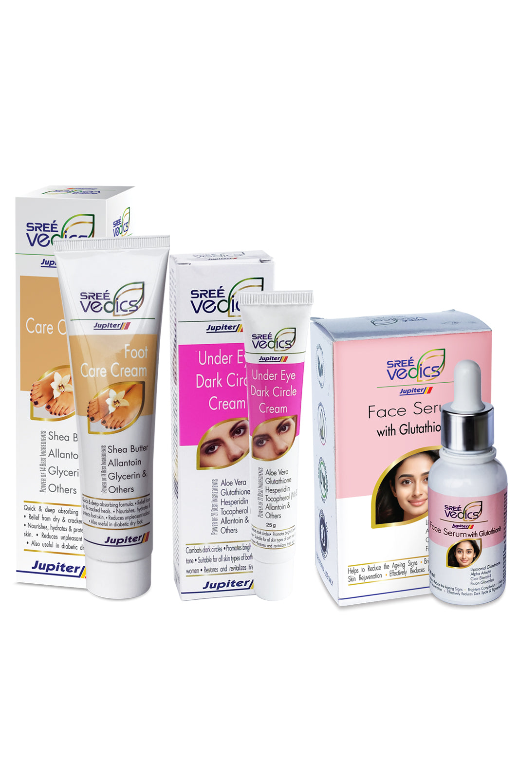 Foot Care Cream, Under Eye Cream & Face Serum Combo